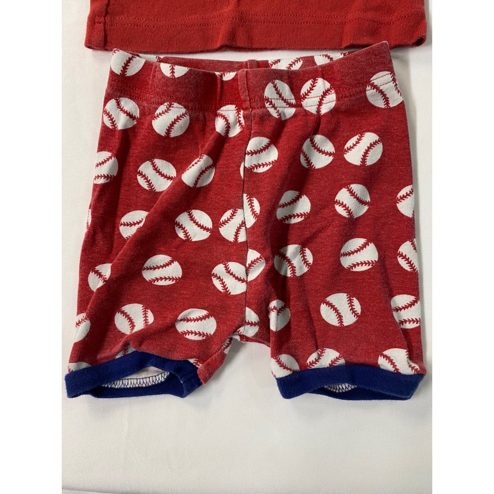 Old Navy Kids Pajama Set of 2 12-18M Baseball Star Handsome Red Green Striped - Picture 3 of 14